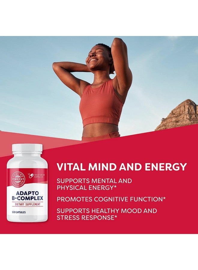 Vimergy Adapto B Complex, 120 Servings - High Potency with 8 B Vitamins, Rhodiola & Hawthorn Berry - Supports Mental Energy, Cognition, Mood - Non-GMO, Kosher, Vegan, Paleo, No Gluten, No Soy - Image 2