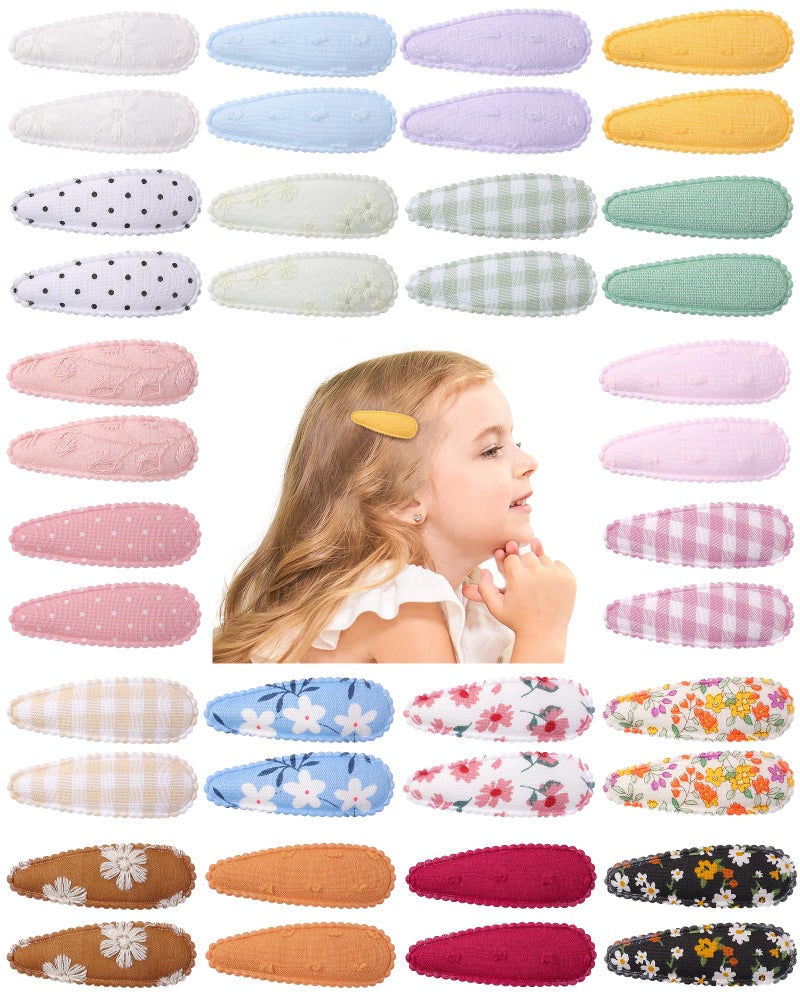 doboi 40Pcs Toddler Hair Clips Hair Barrettes Baby Girl Bows Floral Print Non Slip Snap Hairpins Flower Accessories for Baby Toddler Girls Kids - Image 1