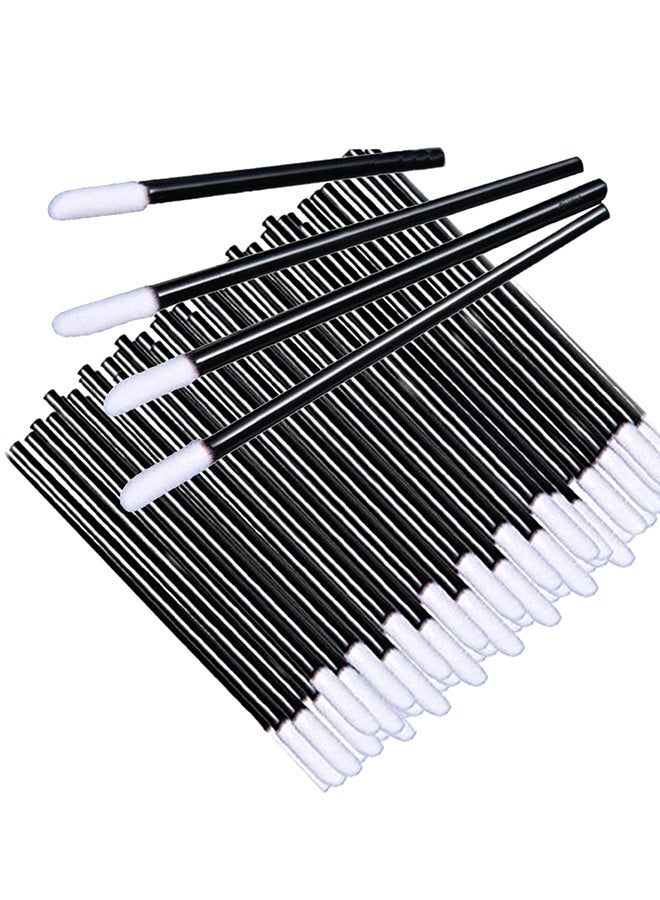 100-Piece Disposable Lip Makeup Brush Set Black/White