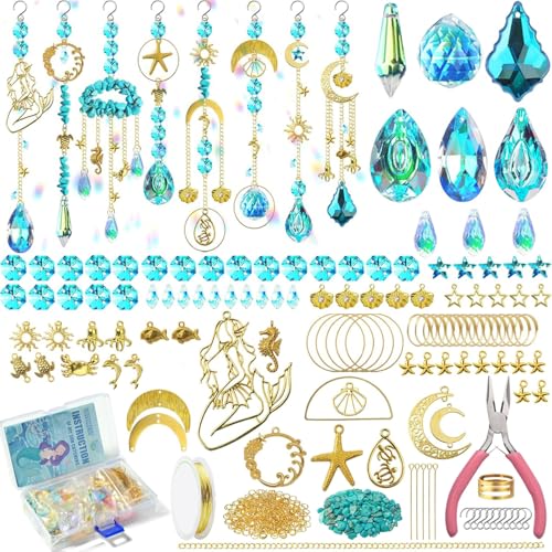 WASTROYAL 420pcs Suncatcher Making Kits for Adults Crystal Sun Catchers Crafts with Hooks Chains Pendants Rainbow Maker for Window Hanging Prism Indoor Outdoor Garden Xmas Wedding Party Decor Mermaid - Image 1