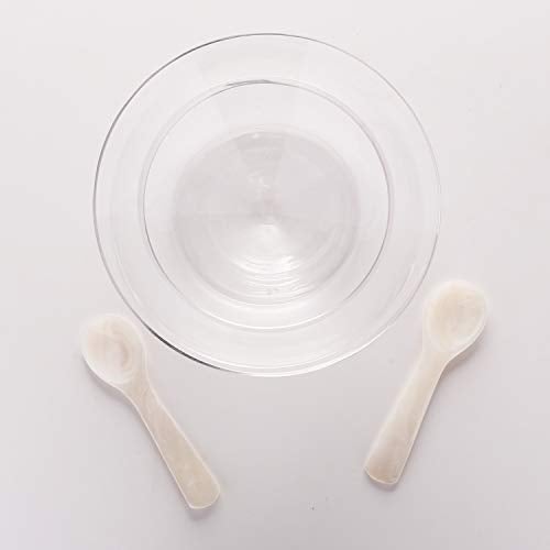 DUEBEL Glass Caviar Chiller Server Set Plus 2 pcs. x Mother of Pearl Caviar Spoon 3.15" – Universal Martini, Wine, Liquor Cocktail Chiller - Image 2