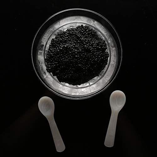 DUEBEL Glass Caviar Chiller Server Set Plus 2 pcs. x Mother of Pearl Caviar Spoon 3.15" – Universal Martini, Wine, Liquor Cocktail Chiller - Image 4