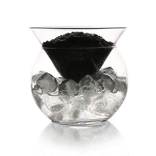DUEBEL Glass Caviar Chiller Server Set Plus 2 pcs. x Mother of Pearl Caviar Spoon 3.15" – Universal Martini, Wine, Liquor Cocktail Chiller - Image 5