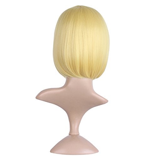 MapofBeauty 12 Inch/30cm Fashion Lady Short Straight Flat Bangs Bob Wig (Blonde) - Image 4