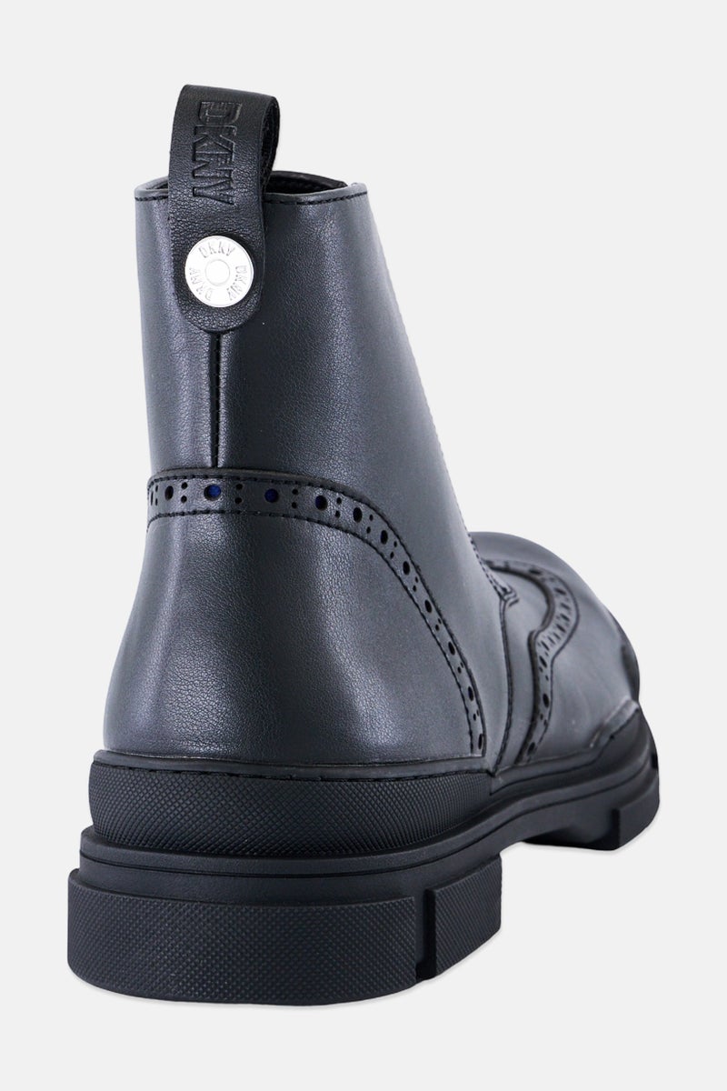 DKNY Men Wingtip Oxford Combat Boots, Black - Image 3