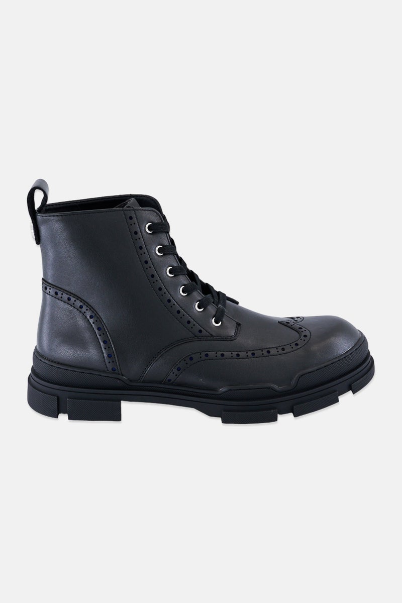 DKNY Men Wingtip Oxford Combat Boots, Black - Image 4