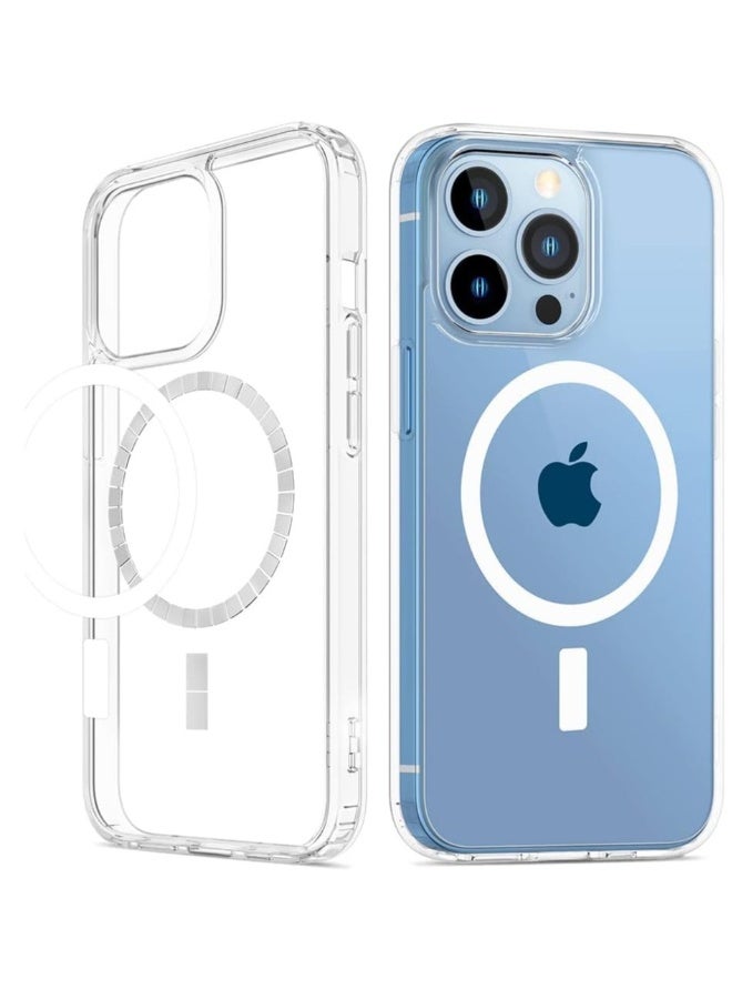 DUSALA iPhone 13 Pro Clear Magnetic Cover MagSafe Compatible Hybrid Protective Crystal Clear Hard Back Case Shockproof Silicone Frame Slim Transparent Case for Apple iPhone 13 Pro - Image 1