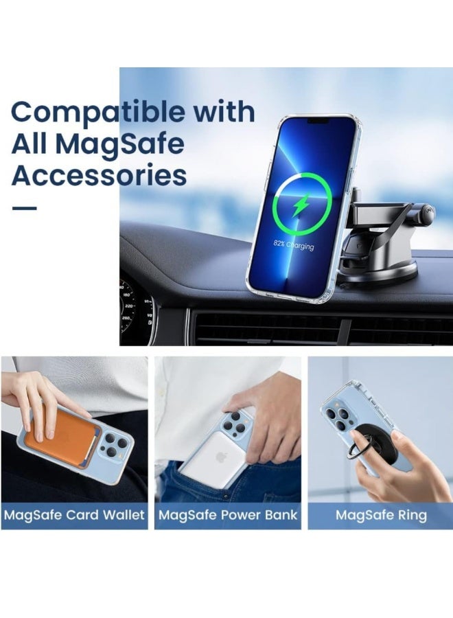 DUSALA iPhone 13 Pro Clear Magnetic Cover MagSafe Compatible Hybrid Protective Crystal Clear Hard Back Case Shockproof Silicone Frame Slim Transparent Case for Apple iPhone 13 Pro - Image 3