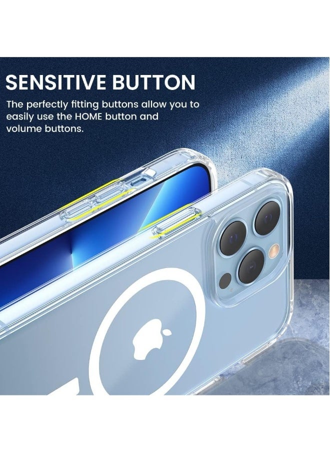 DUSALA iPhone 13 Pro Clear Magnetic Cover MagSafe Compatible Hybrid Protective Crystal Clear Hard Back Case Shockproof Silicone Frame Slim Transparent Case for Apple iPhone 13 Pro - Image 4