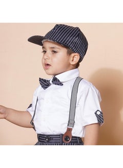 AJ Dezines AJ DEZINES Kids Cotton Printed Shirt Shorts Set For Boys With Cap and Suspender (CA-55-BLACK-1)  - Image 5