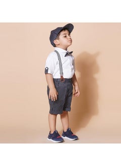 AJ Dezines AJ DEZINES Kids Cotton Printed Shirt Shorts Set For Boys With Cap and Suspender (CA-55-BLACK-1)  - Image 4