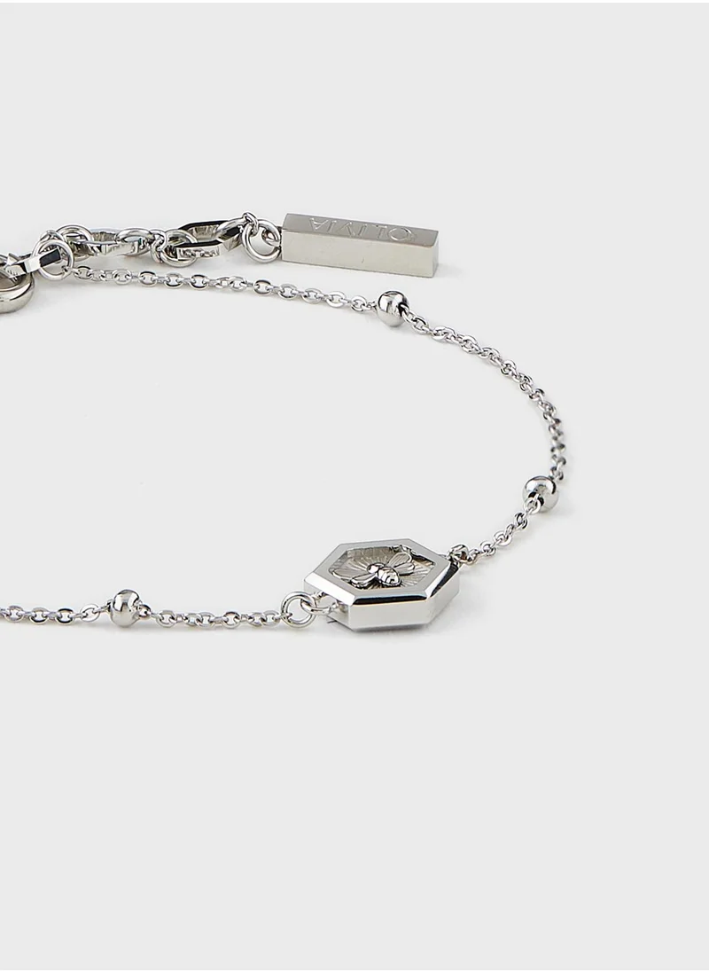 OLIVIA BURTON Chain Sparkly Swan Mark Crystal Bracelet