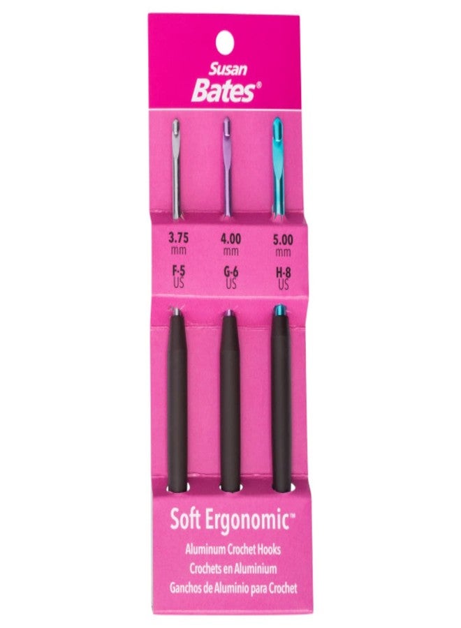 سوزان بيتس مجموعة إبر كروشيه مريحة وناعمة من سوزان بيتس سيلفالوم - المقاسات: F5/3.75 مم، G6/4 مم، وH8/5 مم 12693 - Image 2