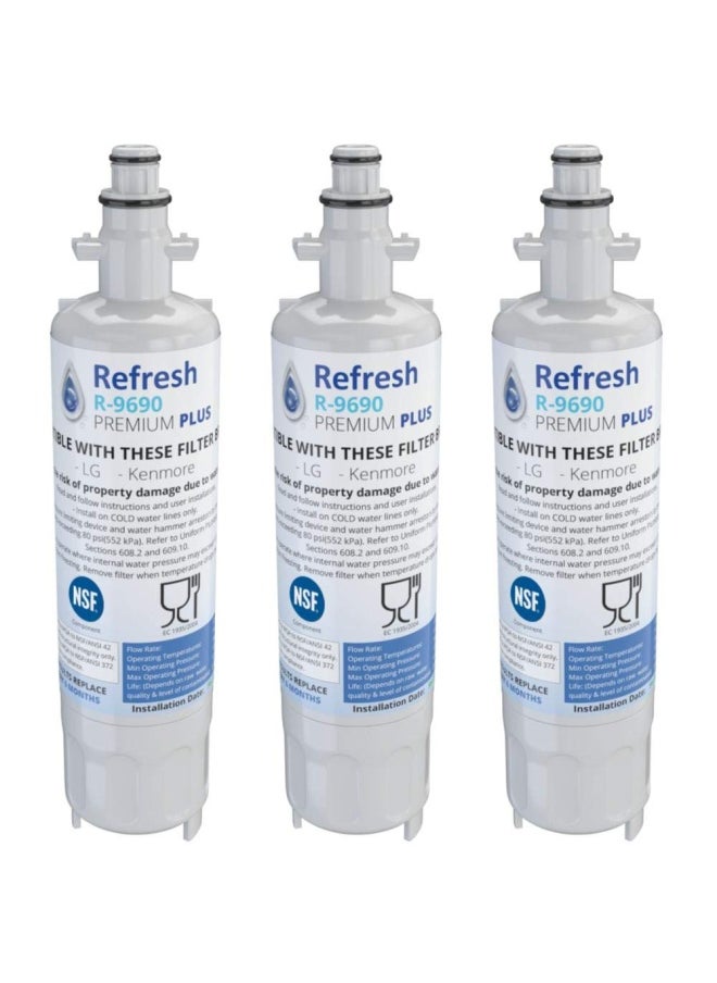 REFRESH Nsf-53 Premium Replacement Refrigerator Water Filter Compatible With Kenmore 46-9690  Adq36006102 And Lg Lt700P  Adq36006101 - Model R-9690Plus   R-9690Plus-S  3 Pack  - Image 1