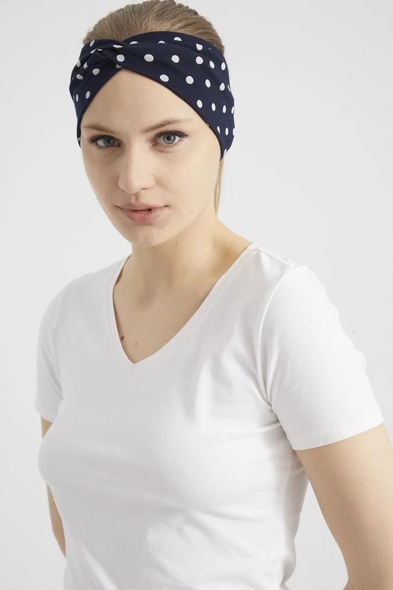 بوتيكجيز Black and White Polka Dot Boutique Women's Bandana Hair Band, Extra Soft, Flexible, Natural, Combed Cotton Fabric