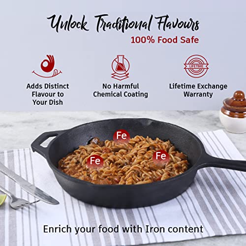 Wonderchef Forza Pre Seasoned 19 cm Cast Iron Fry Pan | with Lifetime Exchange Warranty | Black - Image 4