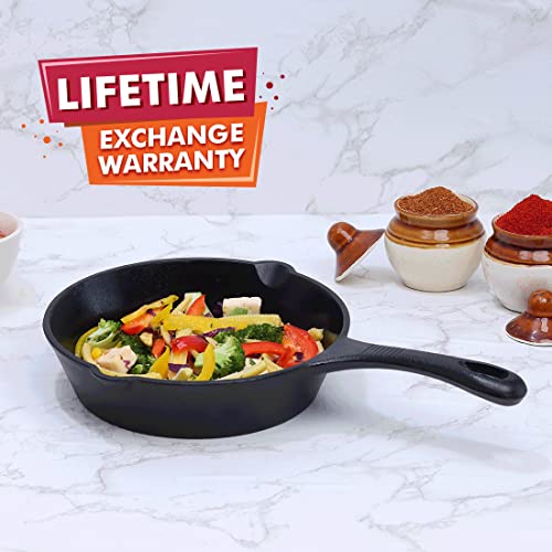Wonderchef Forza Pre Seasoned 19 cm Cast Iron Fry Pan | with Lifetime Exchange Warranty | Black - Image 3