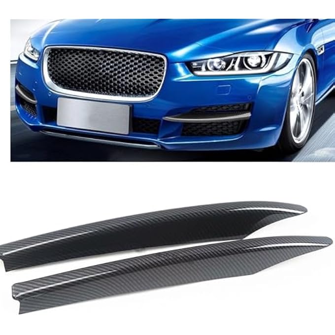 QASULER for Jaguar, F-PACE XEL 2018-2019 Carbon Fiber Look Front Bumper Side Air Vent Intake Canard Fog Light Lamp Cover Trim Splitter Intake Frame Spoiler - Image 2