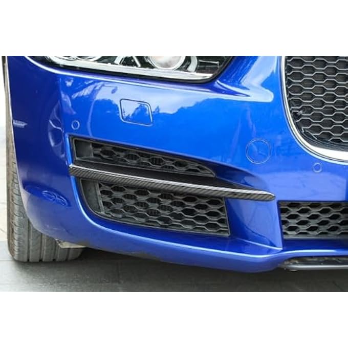 QASULER for Jaguar, F-PACE XEL 2018-2019 Carbon Fiber Look Front Bumper Side Air Vent Intake Canard Fog Light Lamp Cover Trim Splitter Intake Frame Spoiler - Image 5