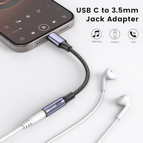 MOSWAG USB Type C to 35mm Headphone Jack Adapter Audio Adapter USB C to Aux Dongle Cable Cord for Samsung Galaxy S23 S22 S21 S20 Ultra S20 Note 20 10 S10 S9 PlusPixel 7 6 5 4 and More - Image 3