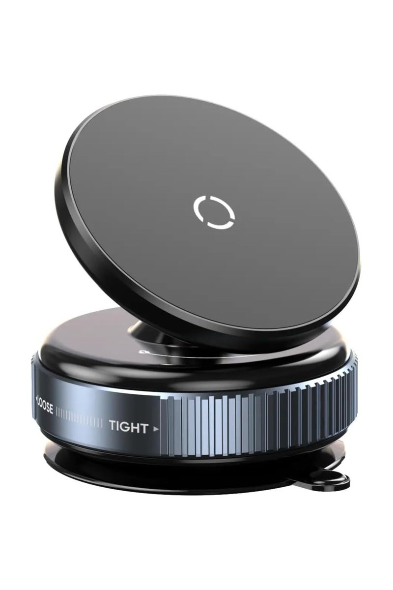 Vacuum Magnetic Car Phone Holder, Universal Suction Cup Mount, 360° Rotation Magnetic Stand, Hands-Free Phone Holder for Car, Mirror, Glass, Dashboard, Compatible with iPhone and Android, Black  - Image 1