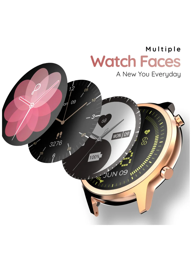 Pebble Celia 1.32" IPS Display with BT Calling, Female Health monitor, 24/7 health suite, Alarm, Multi sports modes and watch faces - Ivory Leather
