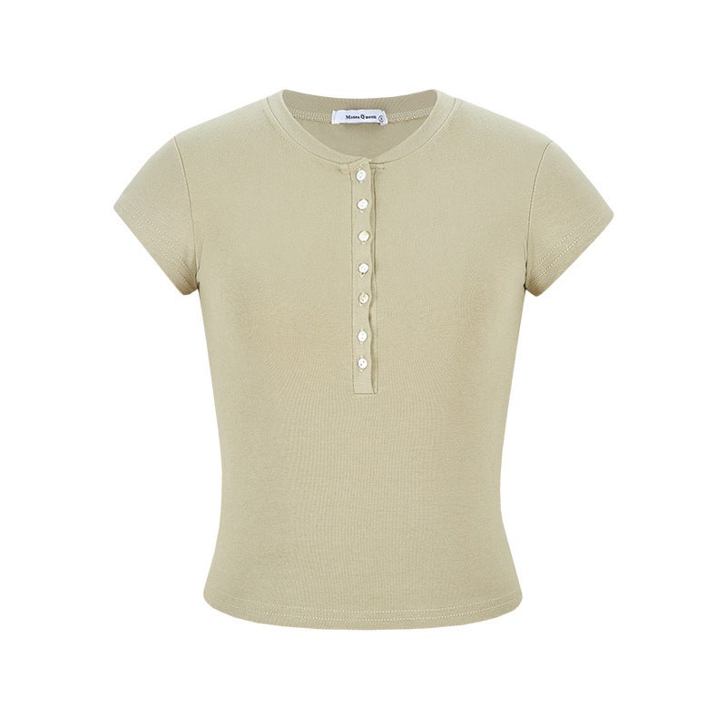 Princess Diana Half Open Collar Slim Fit Right Shoulder Half Sleeve T-Shirt For Women - Image 1