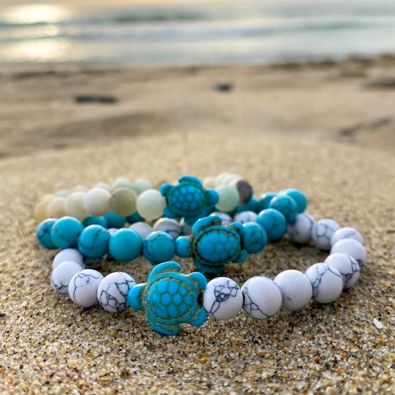 Fahlo Sea Turtle Tracking Bracelet â€“ Track a Real Sea Turtleâ€™s Journey â€“ Supports Wildlife Conservation â€“ Elastic, One Size Fits Most â€“ on Interactive Mobile App Map â€“ Unisex Ocean Conservation Gift (Sky Stone) - Image 3