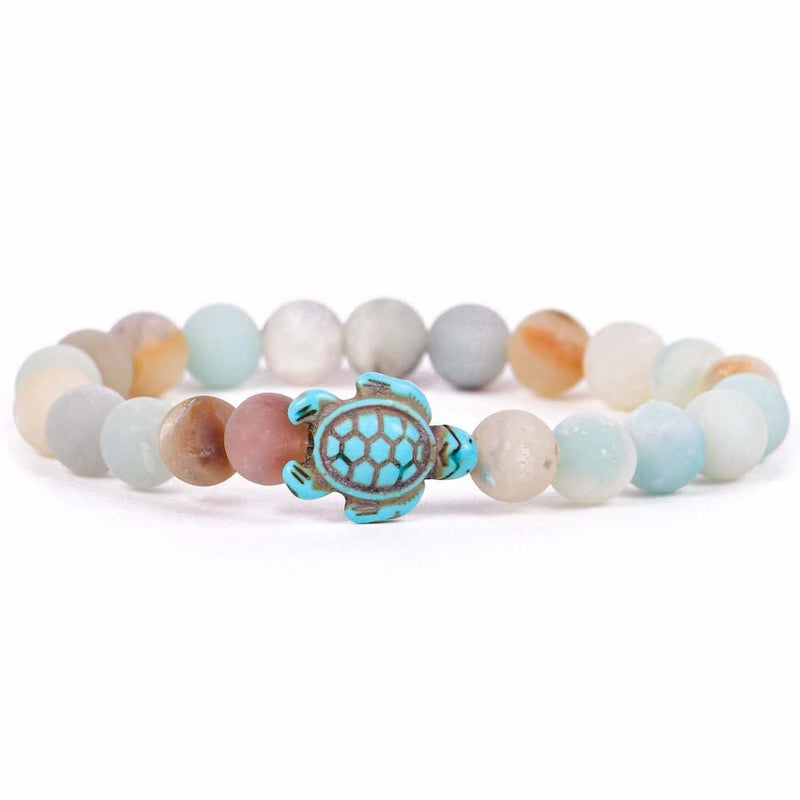 Fahlo Sea Turtle Tracking Bracelet â€“ Track a Real Sea Turtleâ€™s Journey â€“ Supports Wildlife Conservation â€“ Elastic, One Size Fits Most â€“ on Interactive Mobile App Map â€“ Unisex Ocean Conservation Gift (Sky Stone) - Image 1