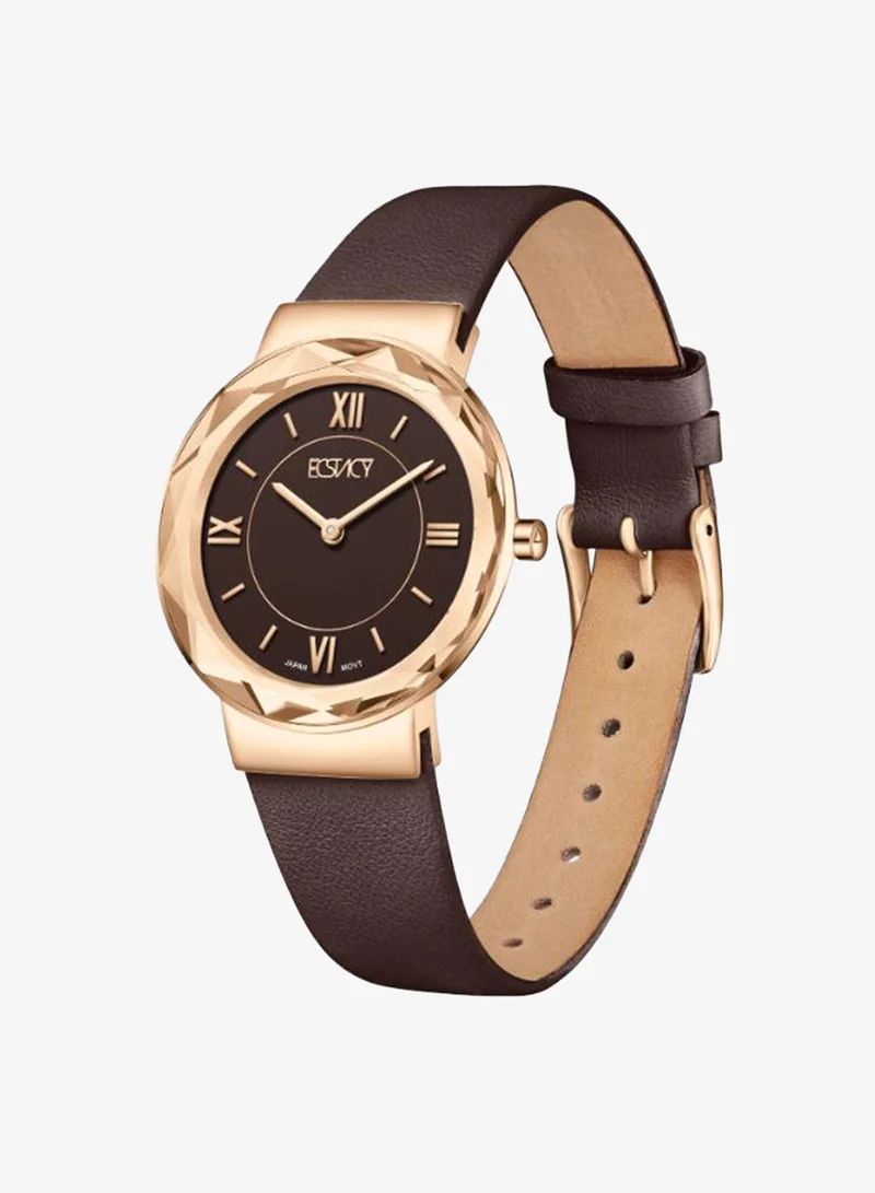 Ecstacy Women's Leather Analog Watch E25506-RLDD - 34.5mm mm
