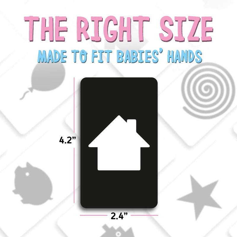 Merka Newborn Toys & Sensory Flash Cards for Babies - High Contrast Baby Cards - 50-Pack Paper, 2.4 in x 4.2 in, Black & White - Visual Stimulation & Brain Development for 0-3 Months - Image 5