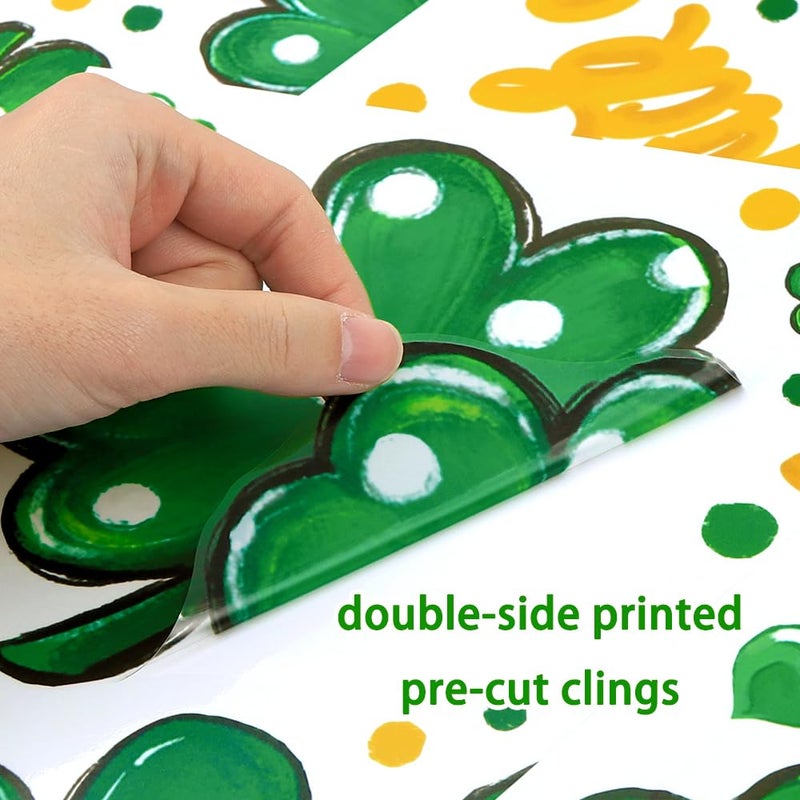 YUJUN 6 Sheets St. Patrick's Day Window Clings, Extra Large Good Luck Shamrock Window Decals Stickers for St. Patrick's Day Glass Home Decor and Spring Decoration - Image 4