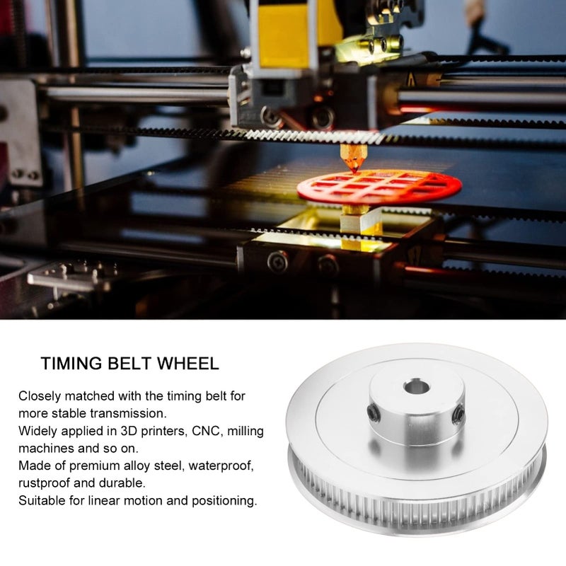 Silver 80T GT2 Timing Belt Pulley 5mm Bore For 3D Printer CNC Lathe Synchronous Wheel - Image 3
