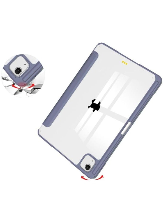 Case Compatible with New iPad Air 13 inch 2024 M4 with Built-in Pencil Holder, for iPad Air 13 with Hard Clear Back Cover, (lavander) - Image 3