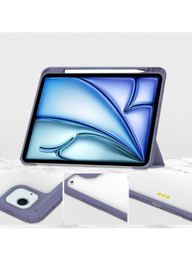 Case Compatible with New iPad Air 13 inch 2024 M4 with Built-in Pencil Holder, for iPad Air 13 with Hard Clear Back Cover, (lavander) - Image 4