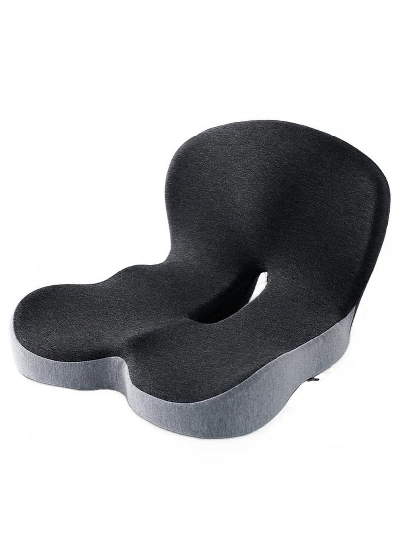 Seat Cushion and Lumbar Support Pillow, Memory Foam Office Chair Cushions for Back and Butt, Car Seat Cushions Back Support Pillows with Washable Cover, Reduce Pressure On Tailbone, Relieve Pain - Image 1