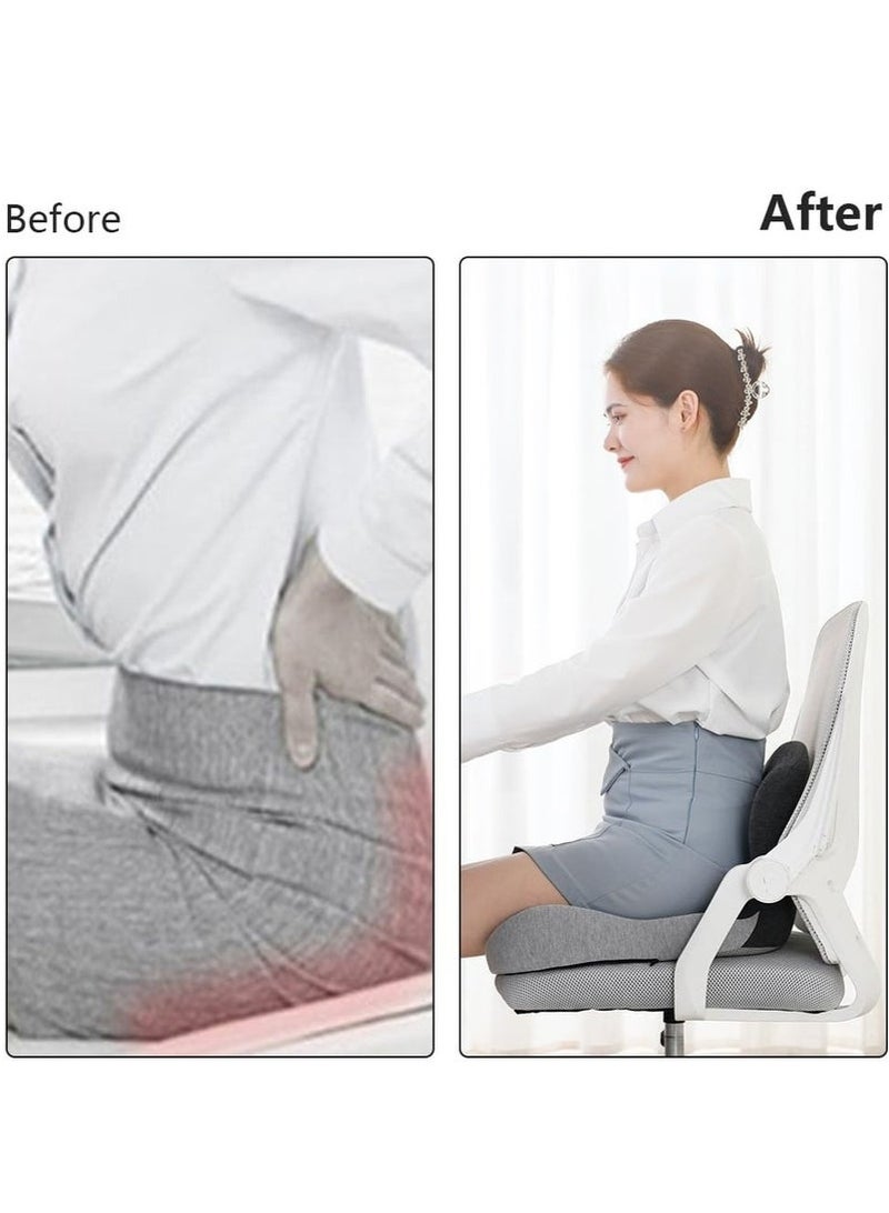 Seat Cushion and Lumbar Support Pillow, Memory Foam Office Chair Cushions for Back and Butt, Car Seat Cushions Back Support Pillows with Washable Cover, Reduce Pressure On Tailbone, Relieve Pain - Image 4