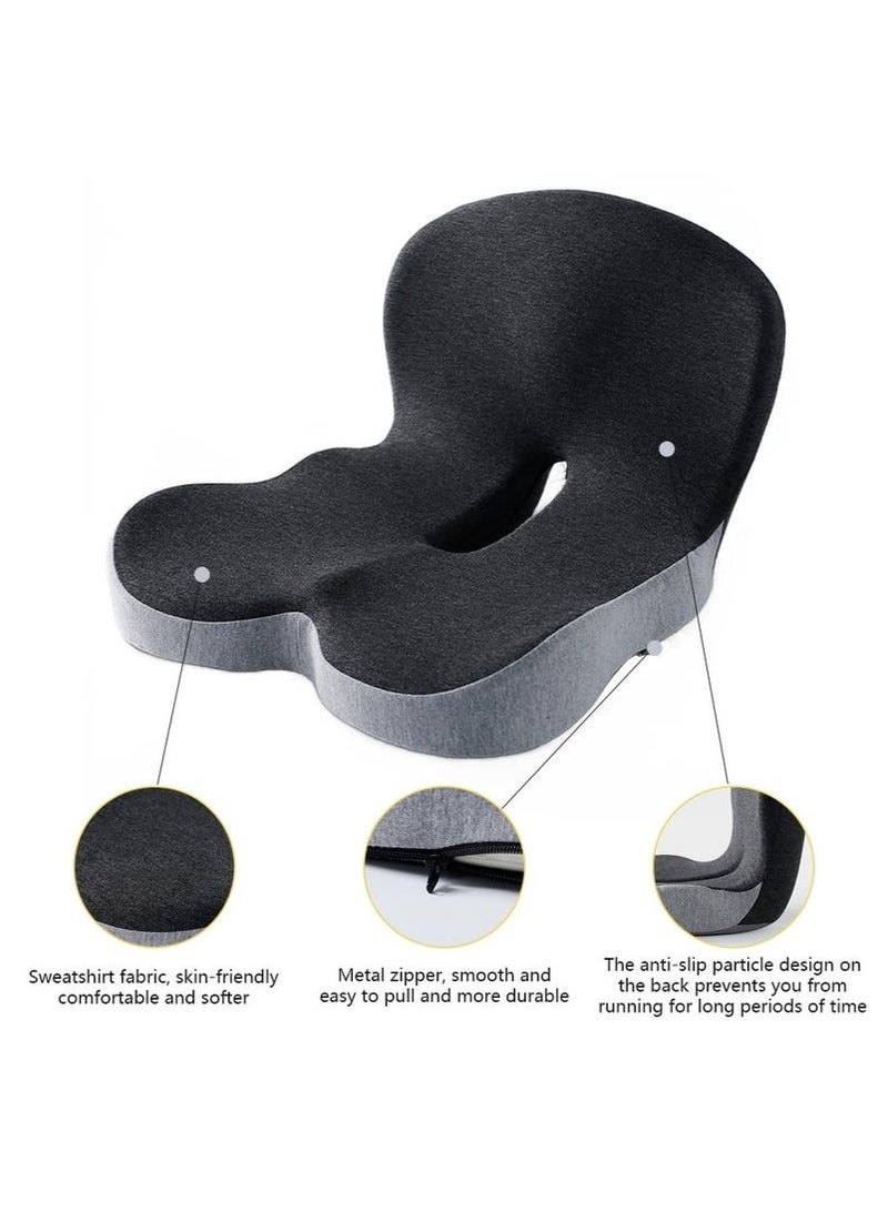 Seat Cushion and Lumbar Support Pillow, Memory Foam Office Chair Cushions for Back and Butt, Car Seat Cushions Back Support Pillows with Washable Cover, Reduce Pressure On Tailbone, Relieve Pain - Image 2