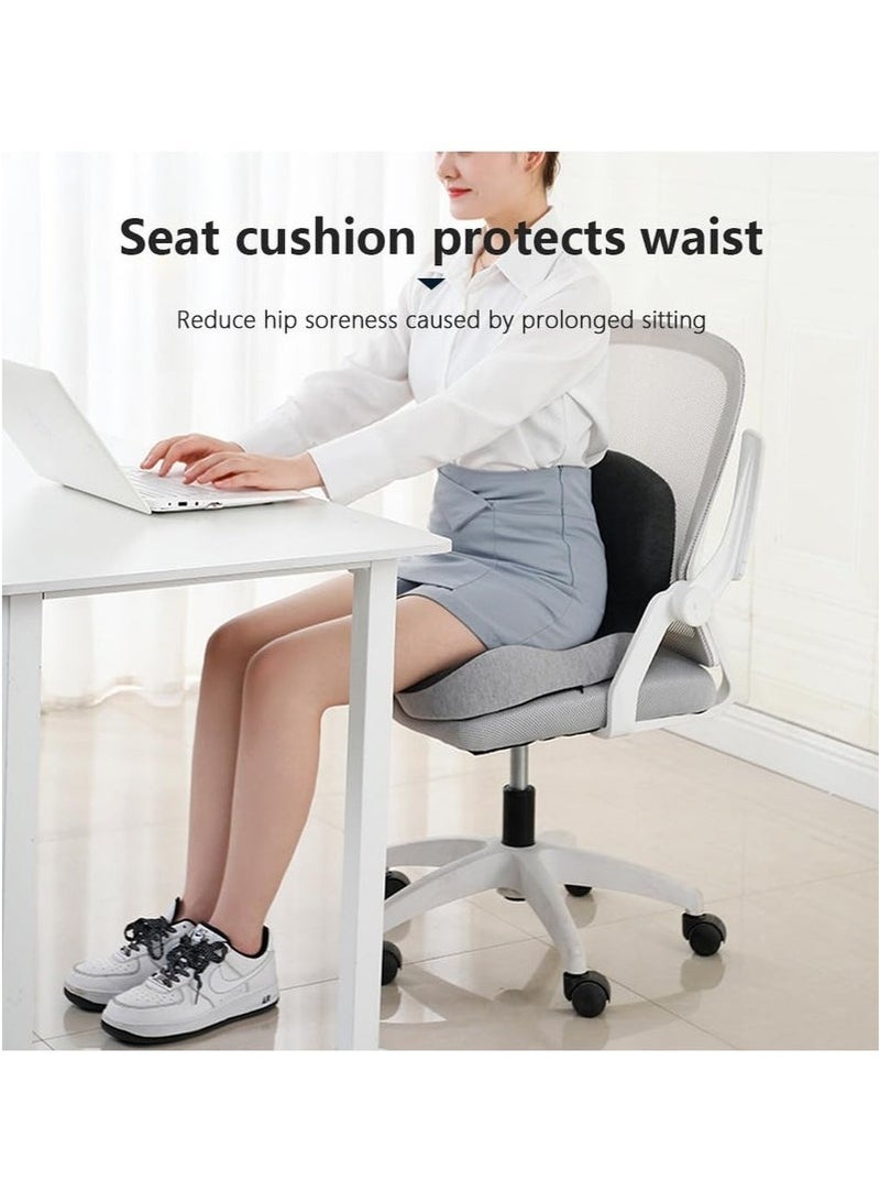 Seat Cushion and Lumbar Support Pillow, Memory Foam Office Chair Cushions for Back and Butt, Car Seat Cushions Back Support Pillows with Washable Cover, Reduce Pressure On Tailbone, Relieve Pain - Image 3