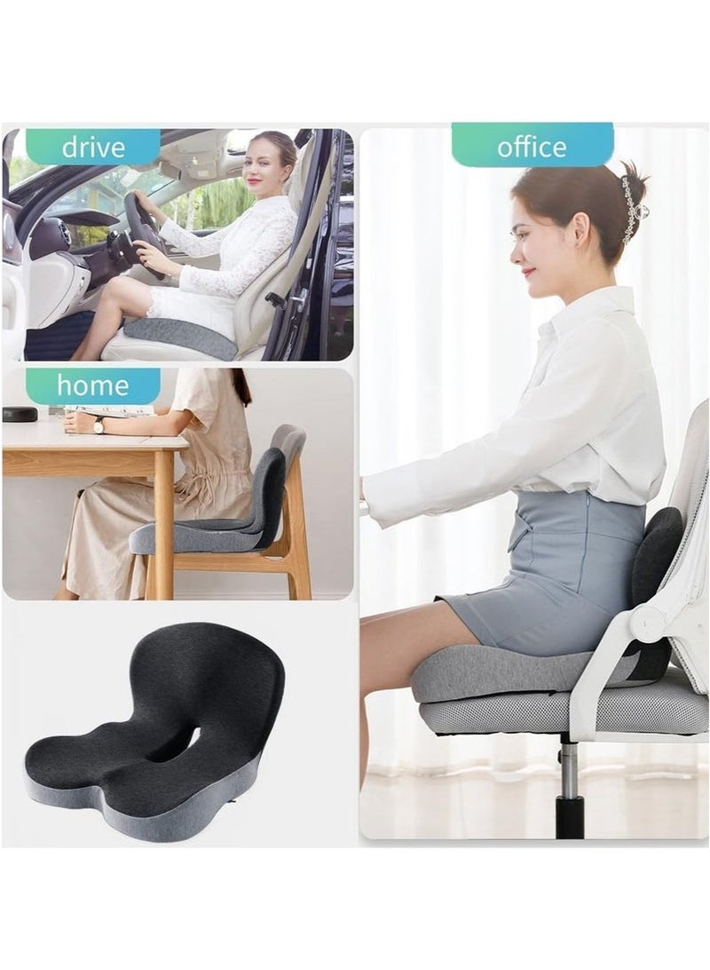 Seat Cushion and Lumbar Support Pillow, Memory Foam Office Chair Cushions for Back and Butt, Car Seat Cushions Back Support Pillows with Washable Cover, Reduce Pressure On Tailbone, Relieve Pain - Image 5