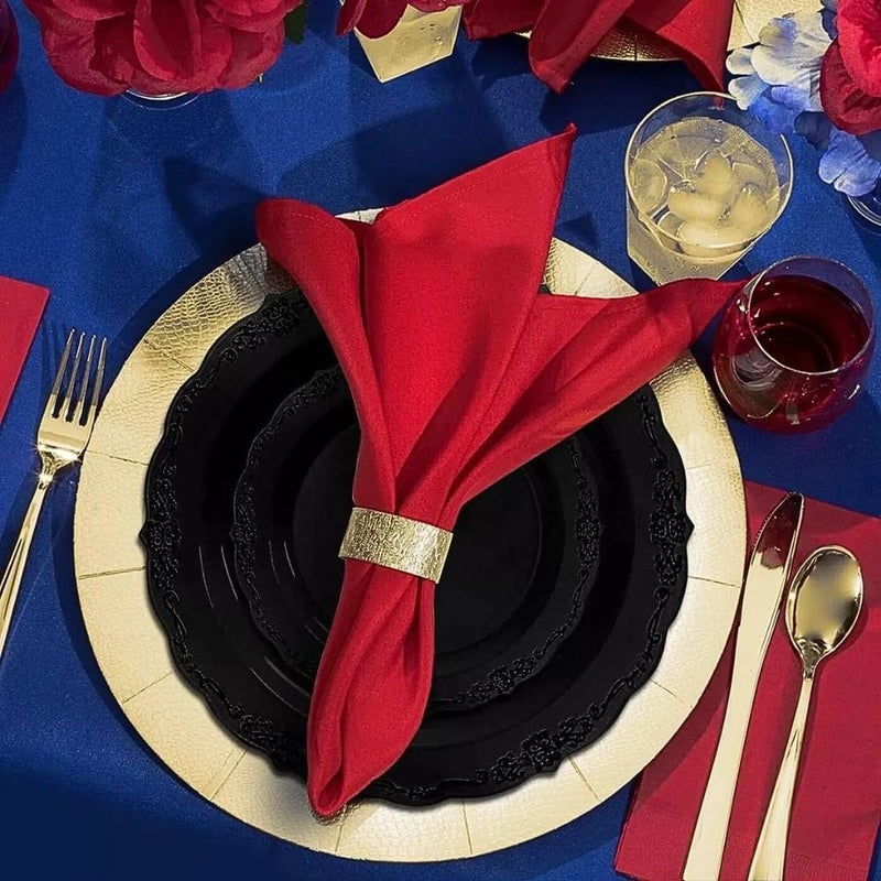 kaya Elegant Black Vintage Rim Round Disposable Plastic Salad Plates  75 Packs of 10  Premium Quality  BPAFree Materials Perfect for Any Occasion - Image 4