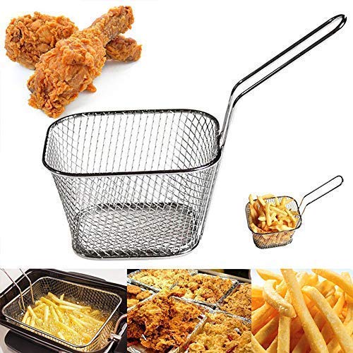Toxen Frying Basket Fry Square Mesh Basket for Potatoes Chips French Fries Square Net Strainer Cooking Fryer Serving Kitchen Tools (Stainless Steel) - Image 5