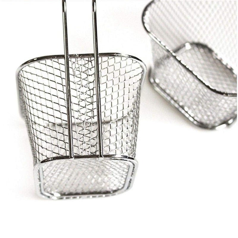 Toxen Frying Basket Fry Square Mesh Basket for Potatoes Chips French Fries Square Net Strainer Cooking Fryer Serving Kitchen Tools (Stainless Steel) - Image 3