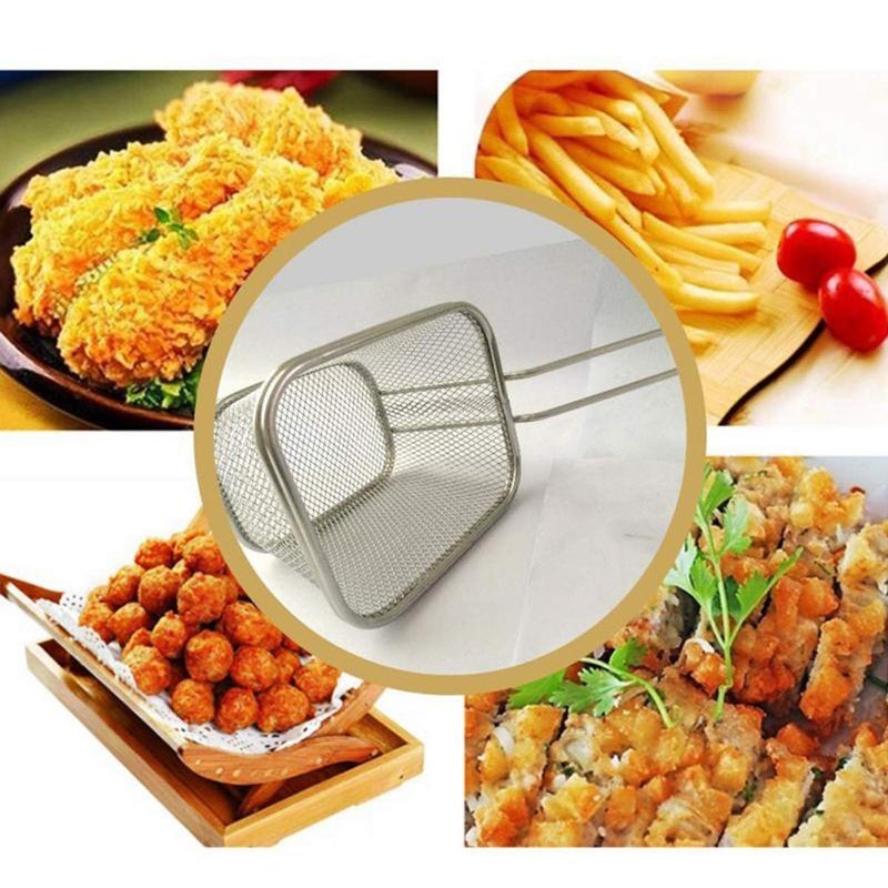 Toxen Frying Basket Fry Square Mesh Basket for Potatoes Chips French Fries Square Net Strainer Cooking Fryer Serving Kitchen Tools (Stainless Steel) - Image 4