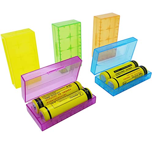 SACKORANGE 5 PCS Clear Colorful Battery Storage Case Holder Organizer for 18650, Battery Storage Case for 18650 or CR123A Battery - Image 1