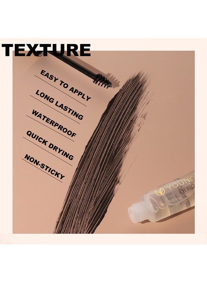 يونج فيجن تصفيف الحواجب باللون الرمادي ، جل تثبيت الحواجب طويل الأمد مقاوم للماء والعرق لإصلاح الحواجب السائل جل تصفيف الحواجب 02 بني غامق - Image 3