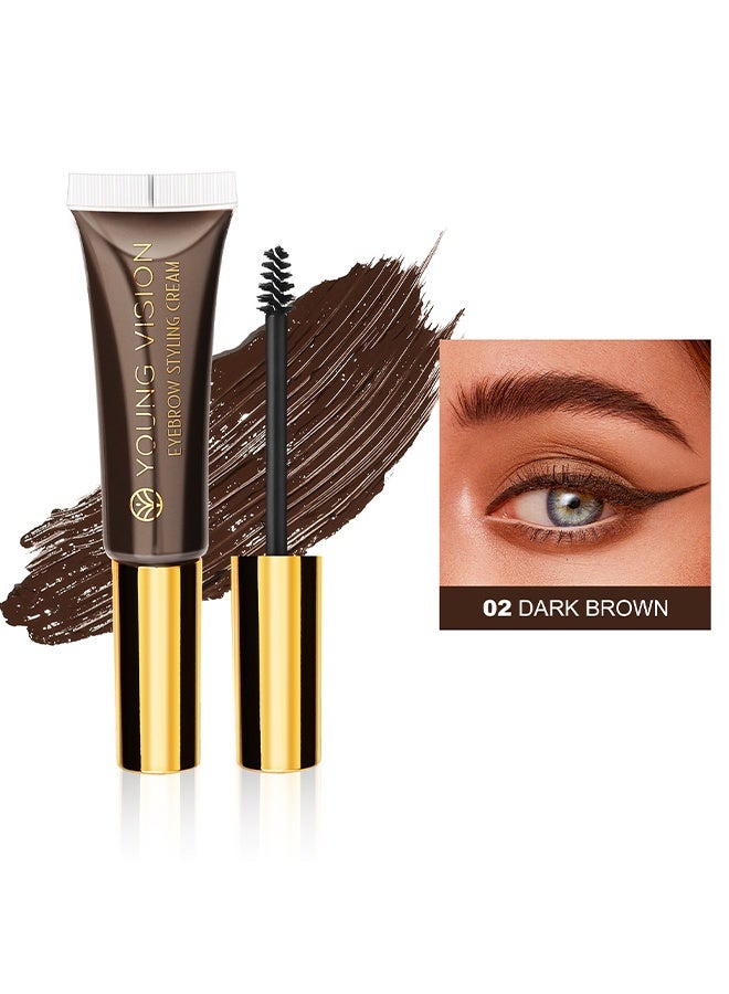 يونج فيجن تصفيف الحواجب باللون الرمادي ، جل تثبيت الحواجب طويل الأمد مقاوم للماء والعرق لإصلاح الحواجب السائل جل تصفيف الحواجب 02 بني غامق - Image 2