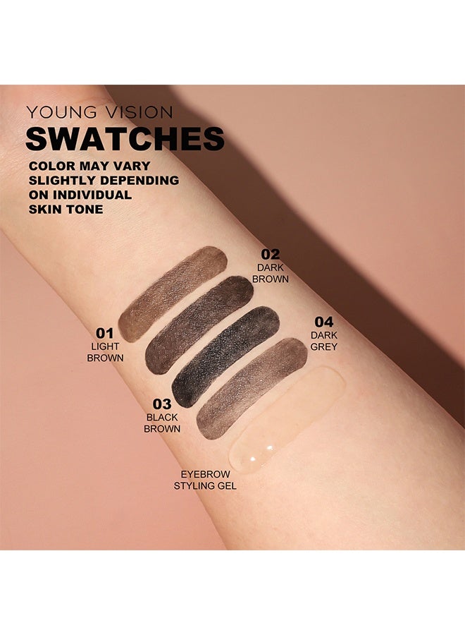 يونج فيجن تصفيف الحواجب باللون الرمادي ، جل تثبيت الحواجب طويل الأمد مقاوم للماء والعرق لإصلاح الحواجب السائل جل تصفيف الحواجب 02 بني غامق - Image 5