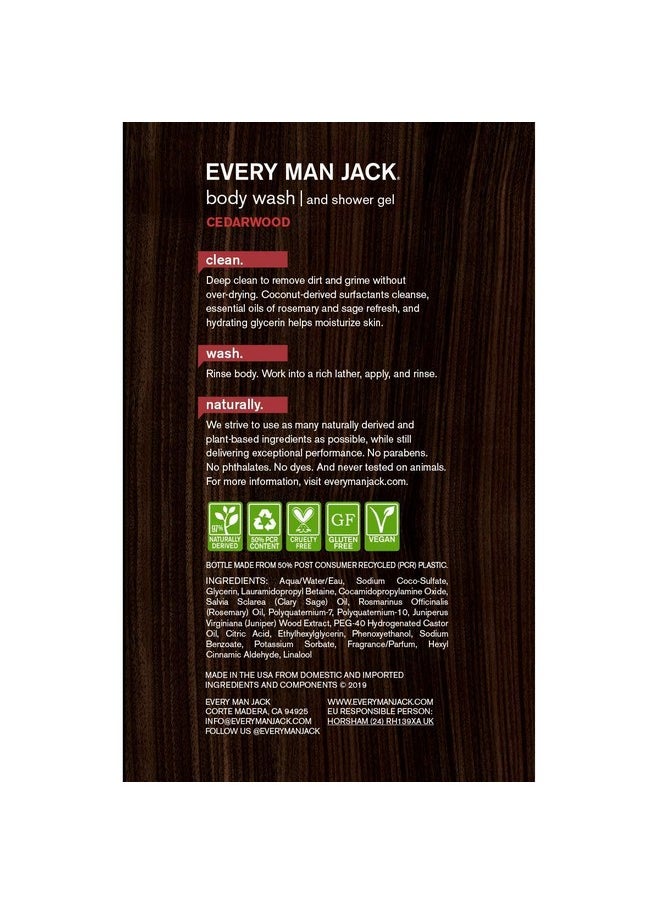 Every Man Jack - Men'S Body Wash 33Ounce Twin Pack2 Bottles Included Naturally Derived Parabensfree Pthalatefree Dyefree And Certified Cruelty Free (Cedarwood) - Image 1
