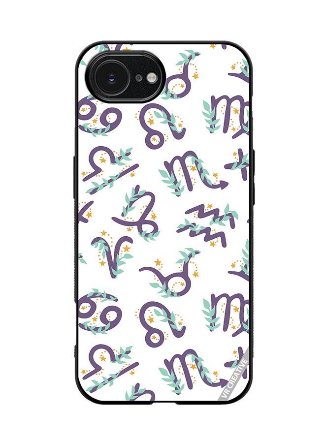 VR CREATIVE Protective Case Cover For Apple iPhone 16e Cute Vector Pattern With Zodiac Sign Design Multicolour